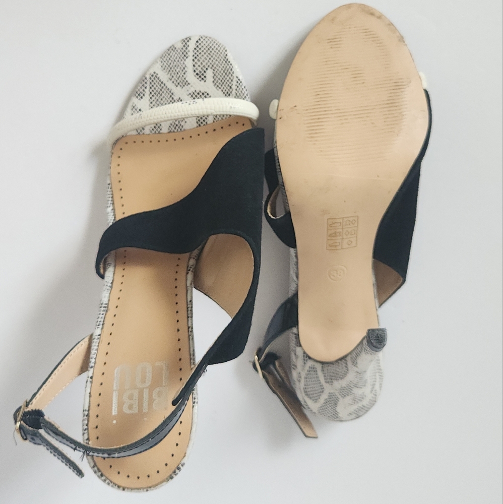 Bibi Lou Suede Leathet Sneak Print Heels - Picture 11 of 11